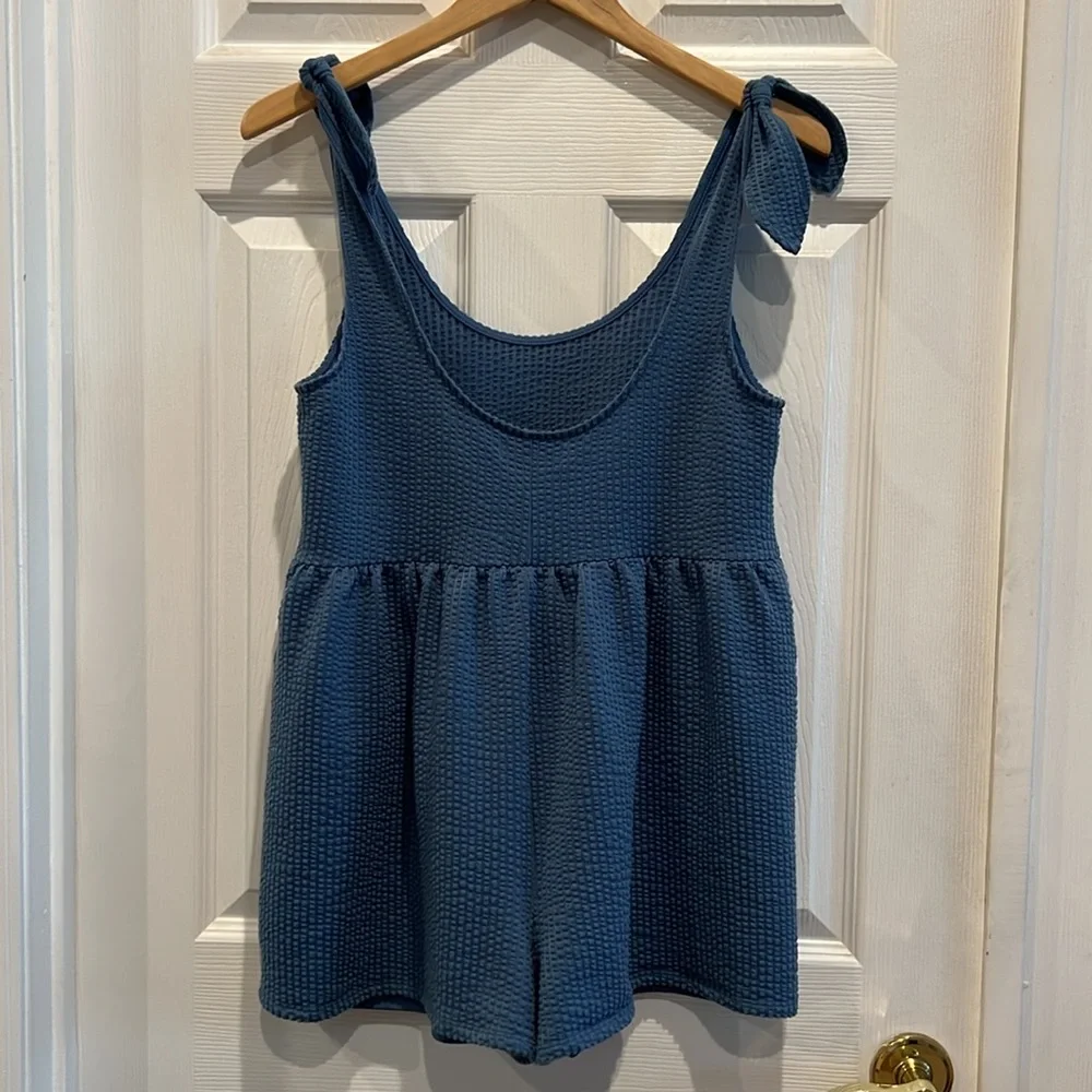 Urban Outfitters UO Marlee Knit Tie Shoulder Romper - Picture 6 of 9